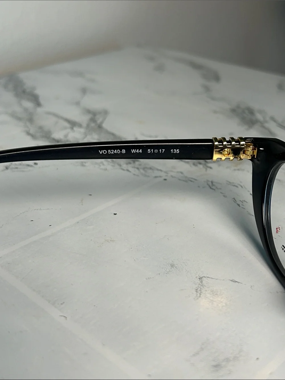 Vogue VO5240-B Black Cat Eye Eyeglasses Gold Detail 51-17-135 NWT